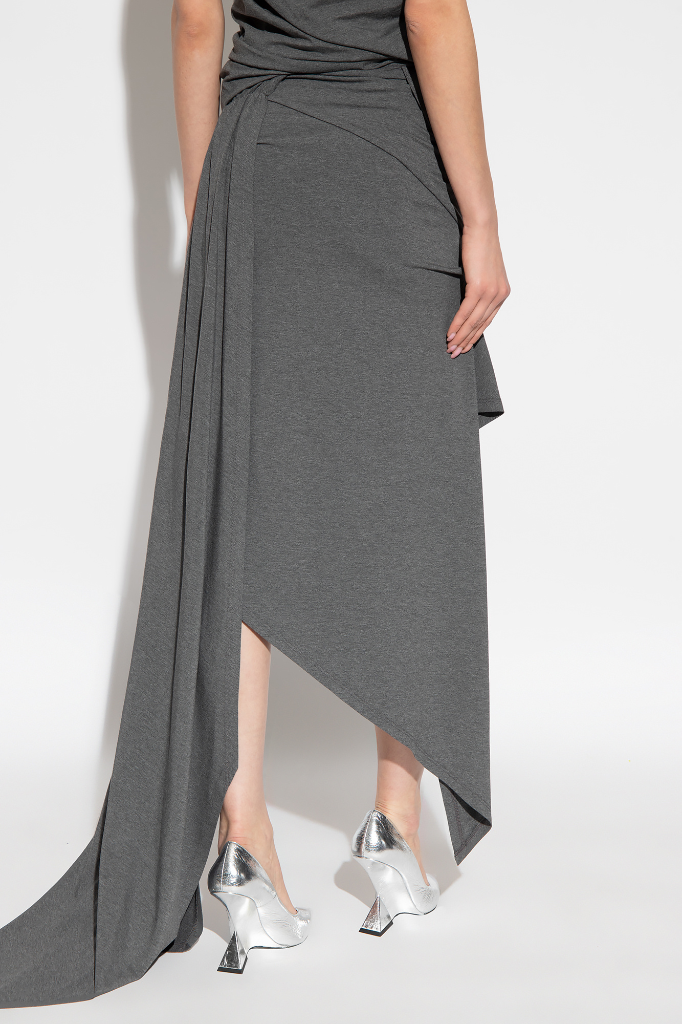 スカート The Attico Asymmetrical Long Skirt Asymmetric cotton midi skirt in black - The Attico | Mytheresa
